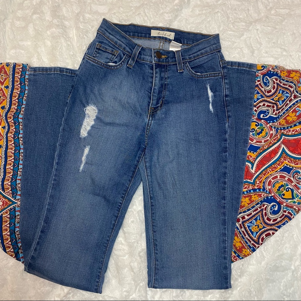 Three Bird Nest / Vibrant m.i.u Boho Flare fabric jean